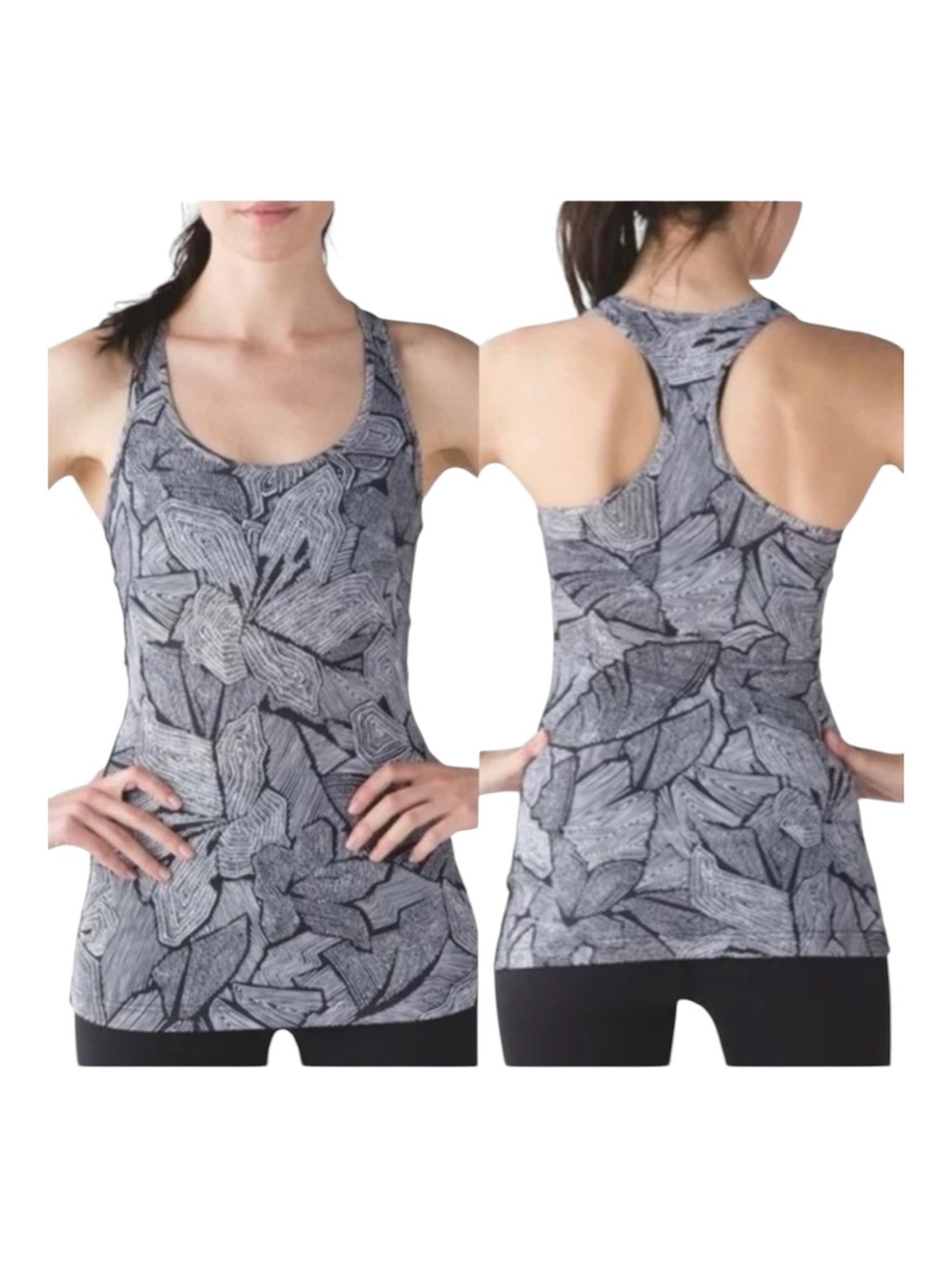 Lululemon black white Dottie Tribe pattern racerback tank top